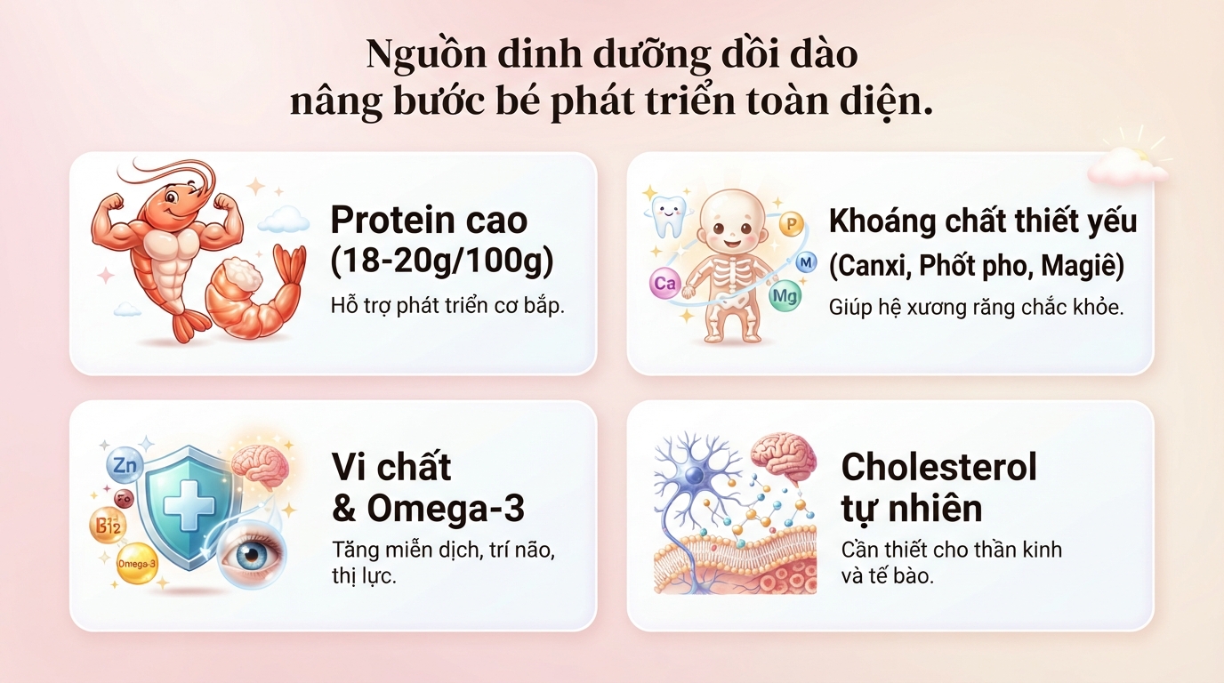 Bé mấy tháng ăn được tôm? Lưu ý quan trọng cho mẹ khi chế biến
