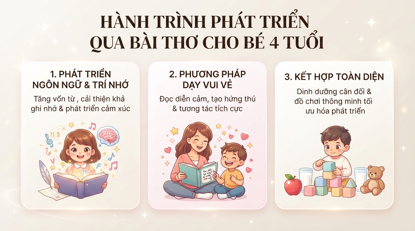 Tuyển tập 30 bài thơ cho bé 4 tuổi giúp nuôi dưỡng tâm hồn, phát triển ngôn ngữ