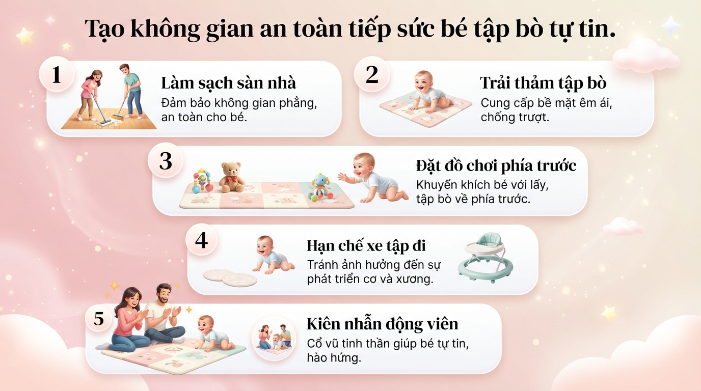 Bé mấy tháng biết bò? Dấu hiệu, cách hỗ trợ và dinh dưỡng khoa học