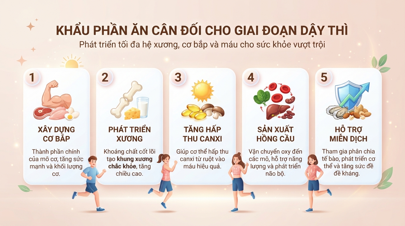 Khẩu phần ăn cân đối giúp cơ thể hấp thu tối đa dưỡng chất cho hệ xương phát triển. Khẩu phần ăn cân đối giúp cơ thể hấp thu tối đa dưỡng chất cho hệ xương phát triển.
