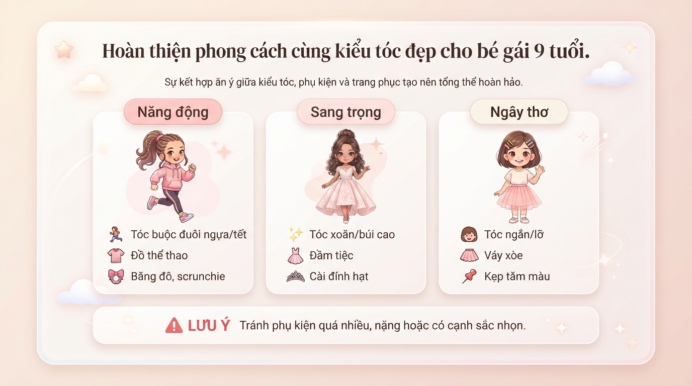 Tổng hợp kiểu tóc đẹp cho bé gái 9 tuổi phù hợp đi học, đi chơi
