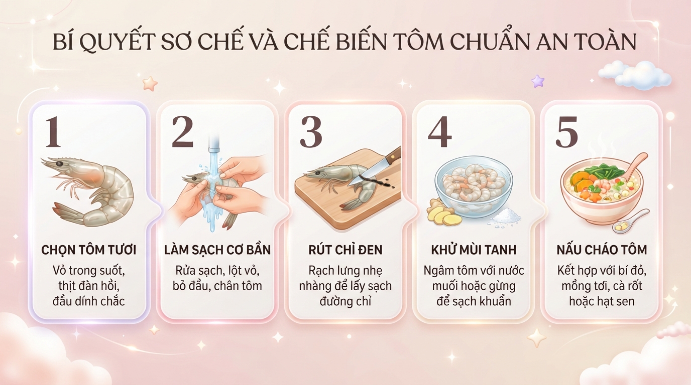 Bé mấy tháng ăn được tôm? Lưu ý quan trọng cho mẹ khi chế biến