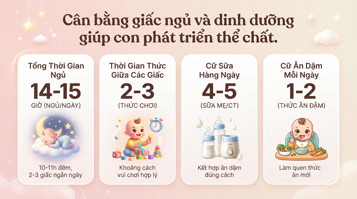 Lịch sinh hoạt bé 6 tháng chuẩn khoa học giúp con phát triển khỏe mạnh