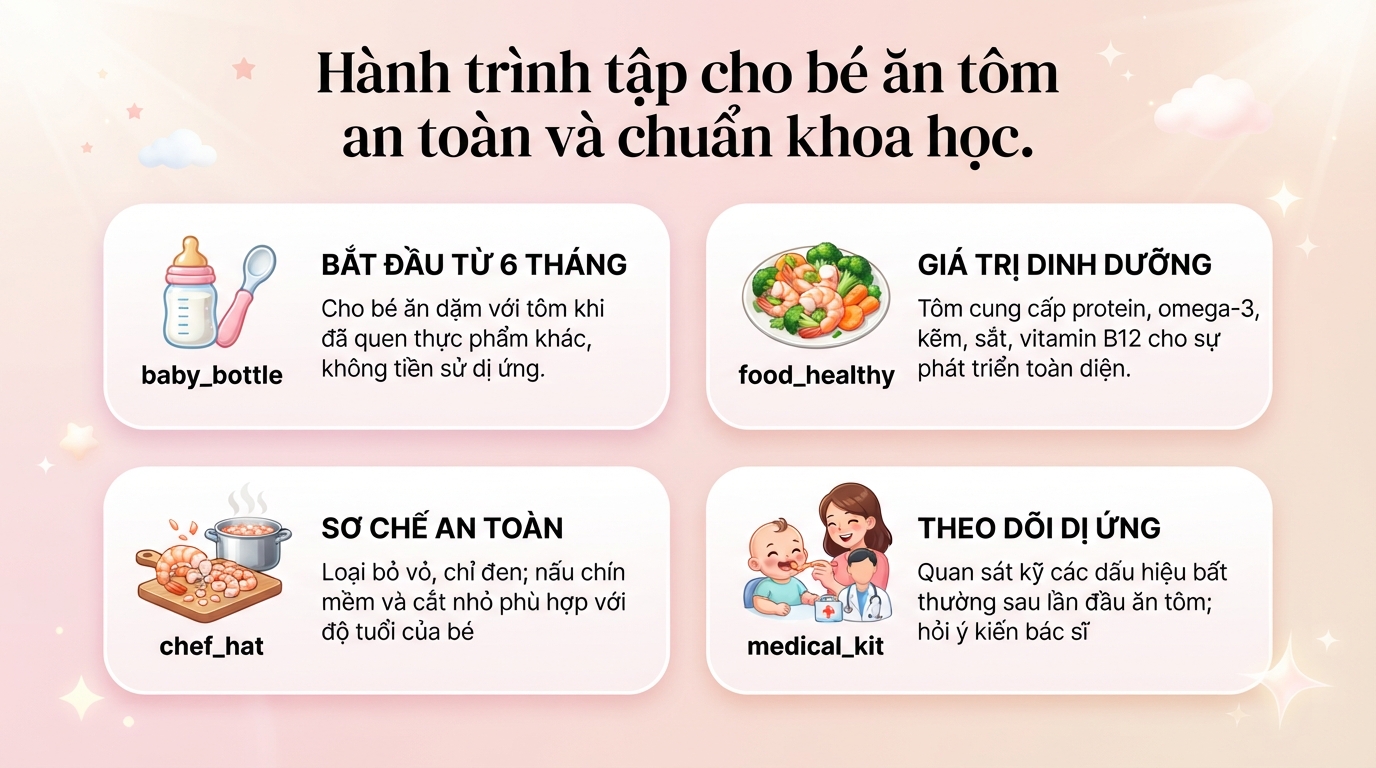 Bé mấy tháng ăn được tôm? Lưu ý quan trọng cho mẹ khi chế biến