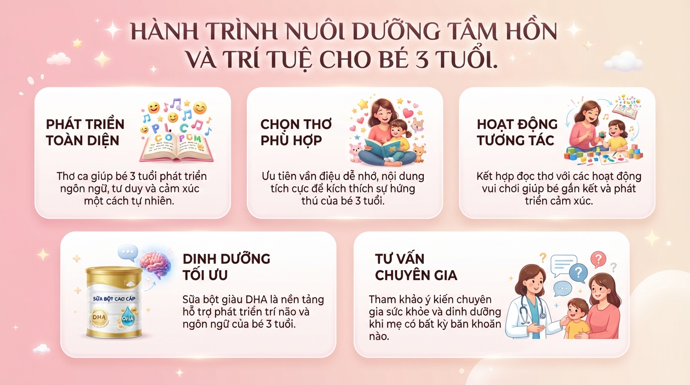 Khám phá top 15 bài thơ cho bé 3 tuổi cùng con phát triển trí tuệ