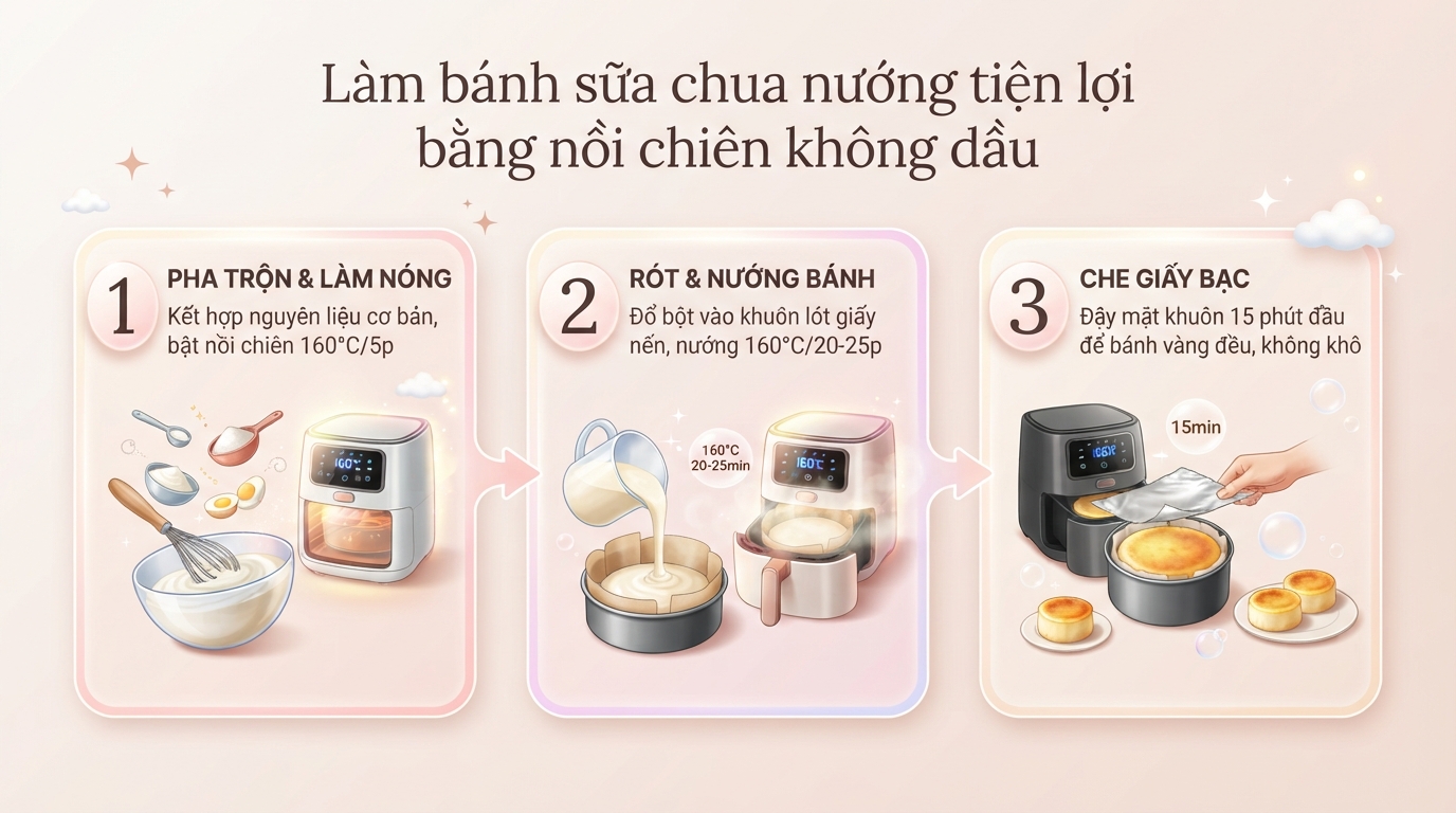 Cách làm bánh sữa chua nướng mềm mịn, béo ngậy đơn giản tại nhà cho bé