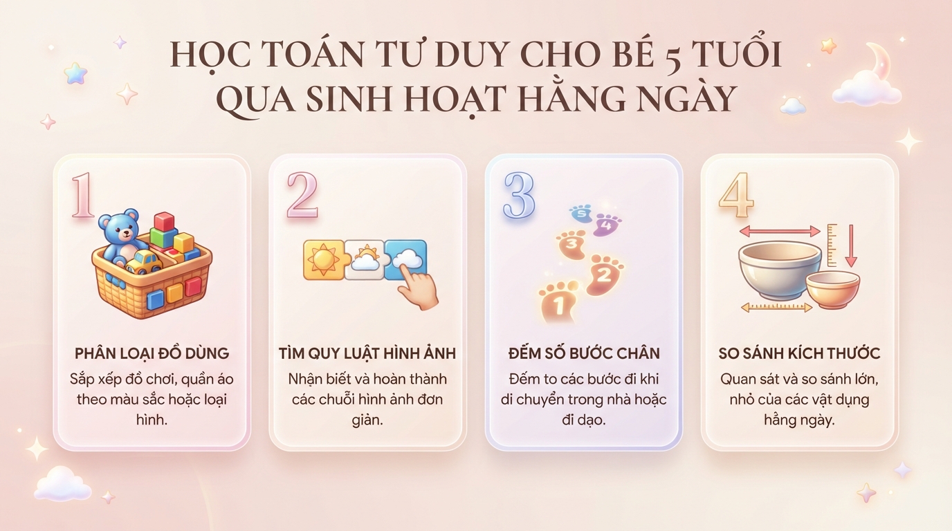 Toán tư duy cho bé 5 tuổi là gì? Lợi ích, các phương pháp và hướng dẫn bài học
