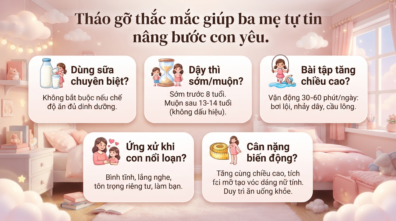 Tuổi dậy thì bé gái là bao nhiêu? Dấu hiệu và cách chăm sóc đúng cách