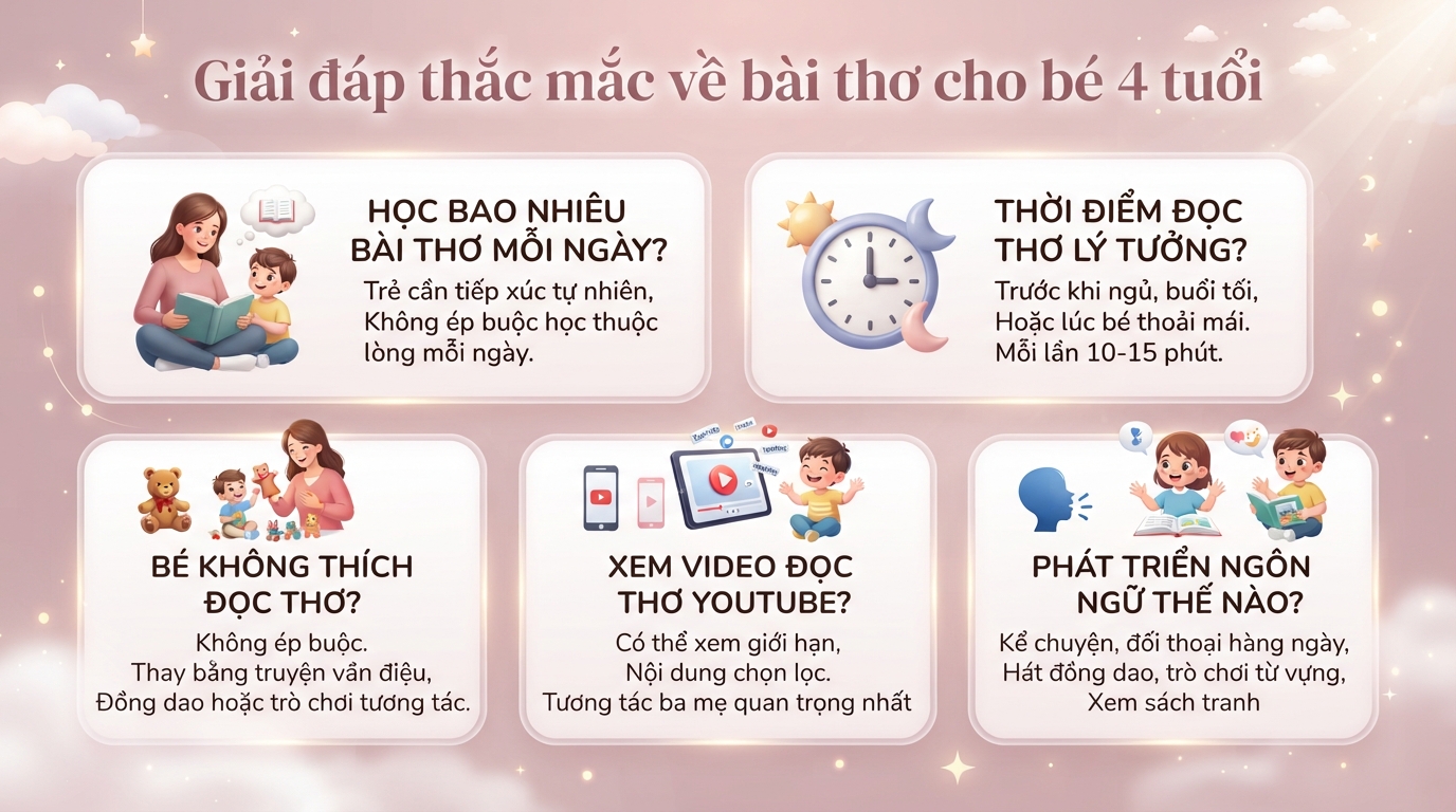 Tuyển tập 30 bài thơ cho bé 4 tuổi giúp nuôi dưỡng tâm hồn, phát triển ngôn ngữ