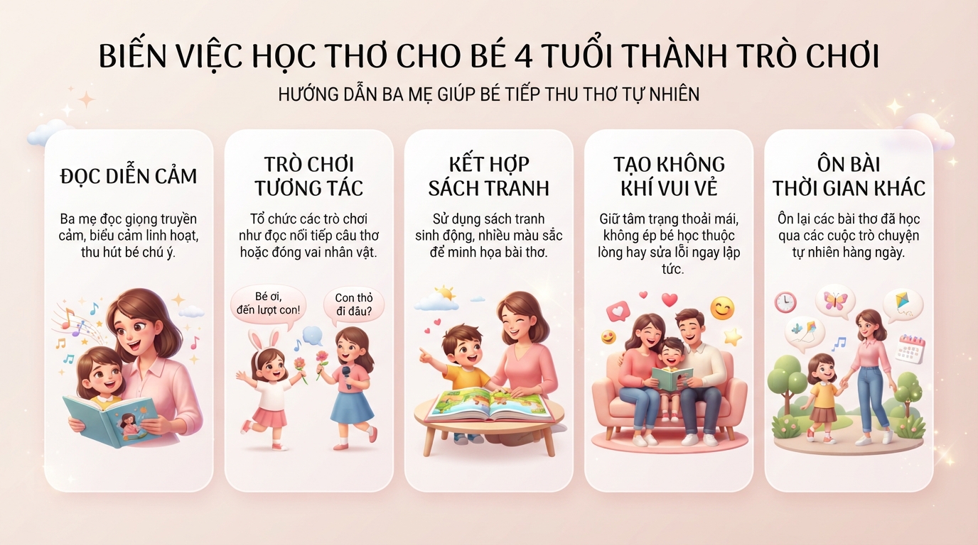 Tuyển tập 30 bài thơ cho bé 4 tuổi giúp nuôi dưỡng tâm hồn, phát triển ngôn ngữ