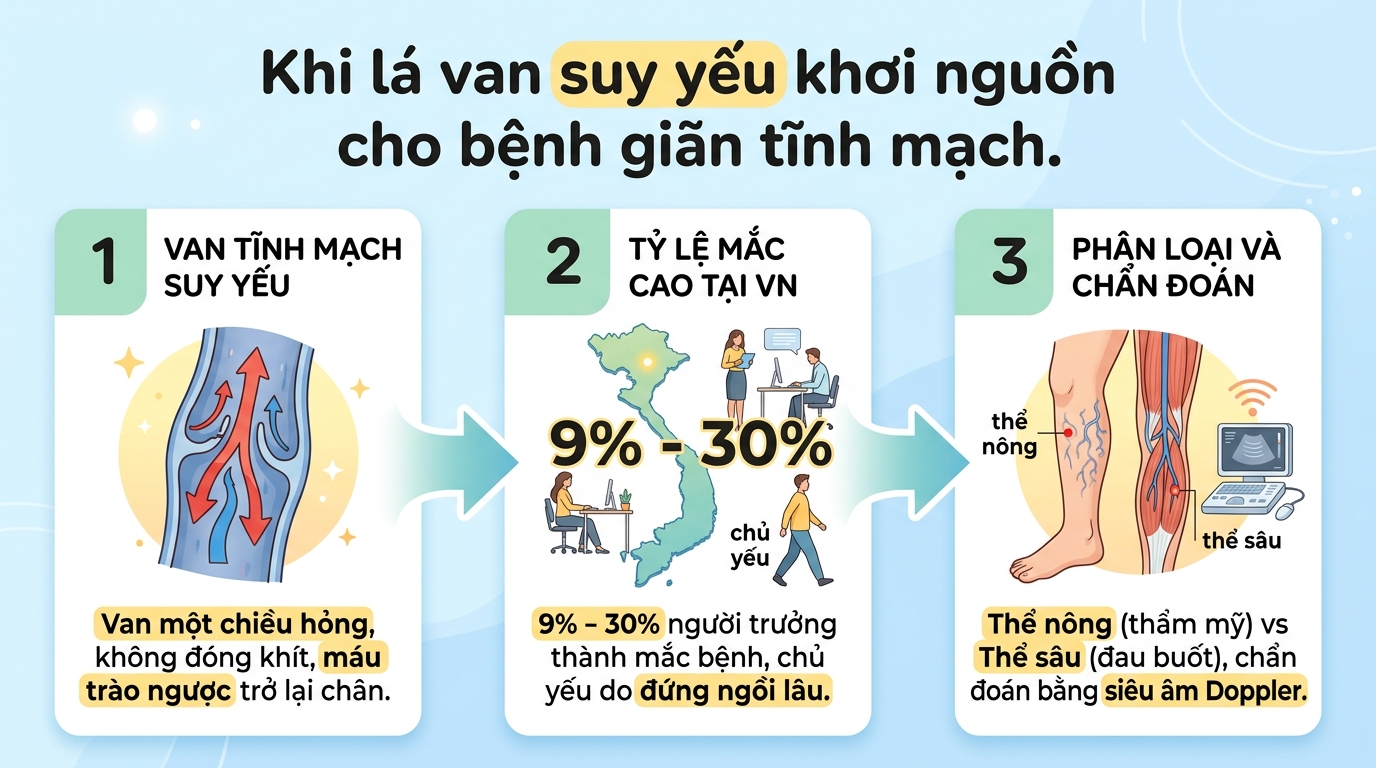 Bệnh giãn tĩnh mạch chân: Nguyên nhân, triệu chứng và giải pháp hỗ trợ