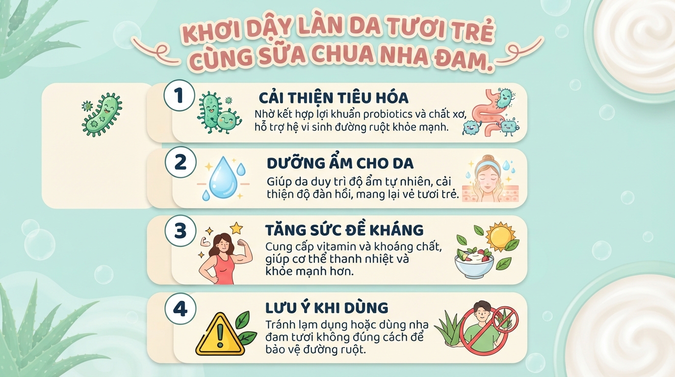 Sữa chua nha đam: Giải nhiệt, tốt da và những lưu ý dinh dưỡng quan trọng