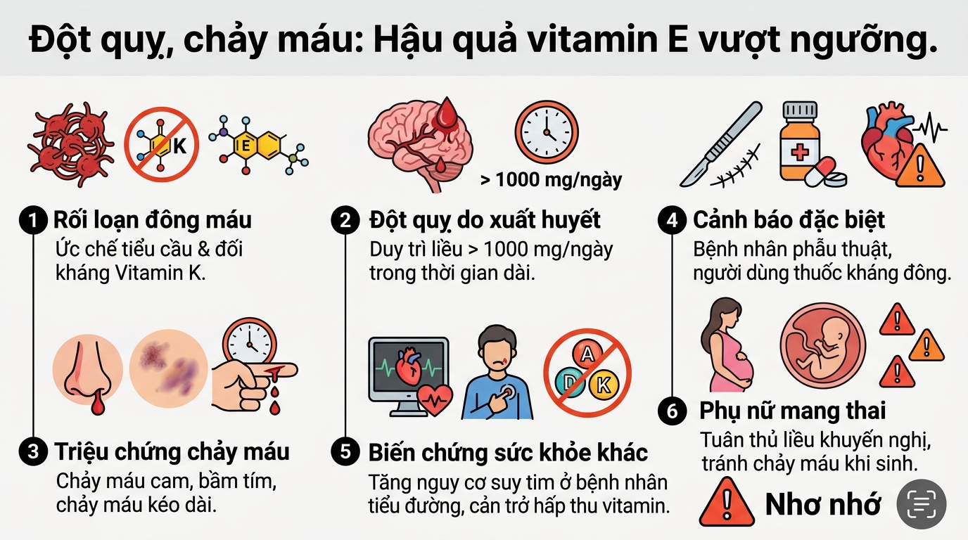 Thừa vitamin E: Dấu hiệu, tác hại và giới hạn liều dùng phù hợp