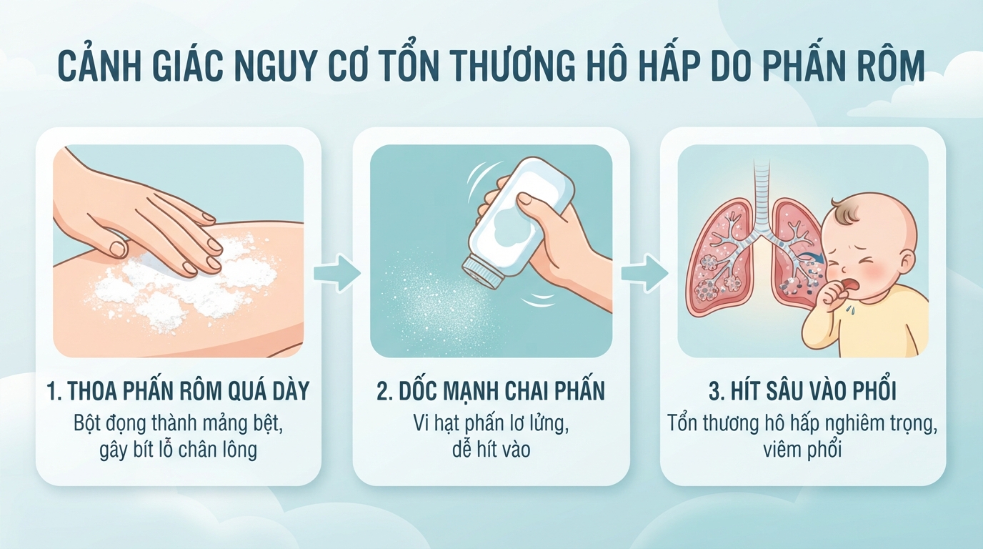 Phấn rôm là gì? Tìm hiểu thành phần, tác dụng và cách dùng phù hợp cho bé