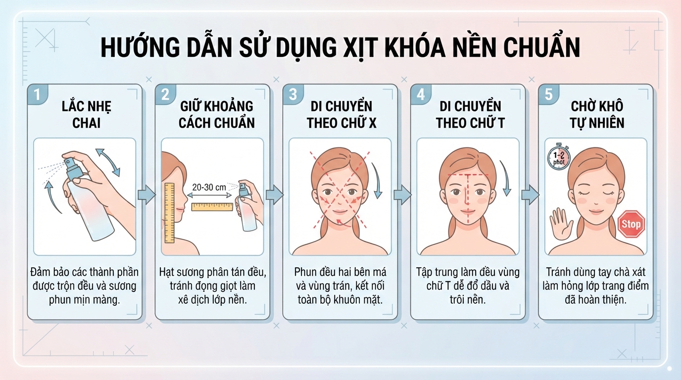 Giữ khoảng cách chuẩn giúp hạt sương phân tán đều mà không làm xê dịch nền.