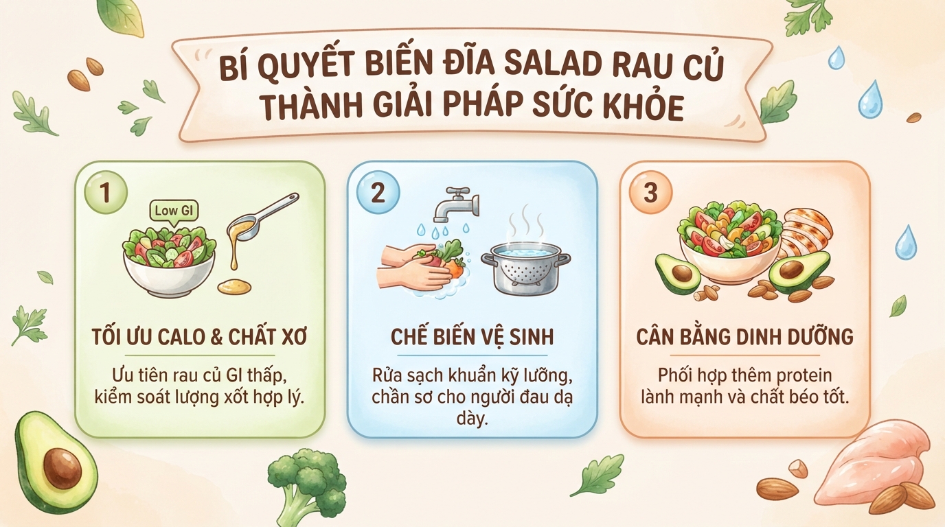 Salad rau củ: Lợi ích, công thức giảm cân và lưu ý sức khỏe
