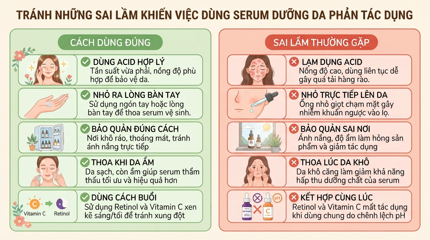 Serum dưỡng da: 7 lợi ích và 5 sai lầm cần tránh để da đẹp chuẩn