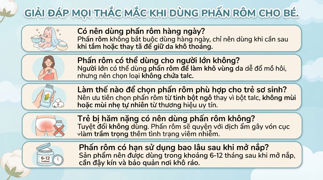 Phấn rôm là gì? Tìm hiểu thành phần, tác dụng và cách dùng phù hợp cho bé