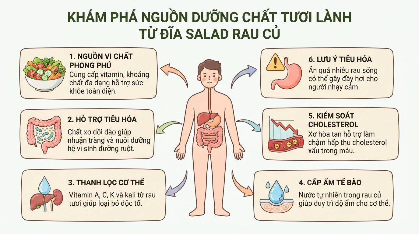 Salad rau củ: Lợi ích, công thức giảm cân và lưu ý sức khỏe