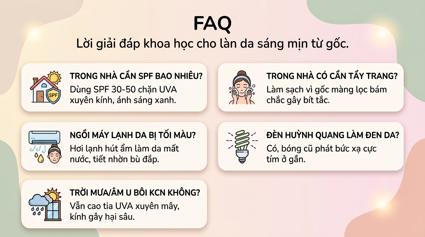 Ở trong nhà nhiều có trắng không? Cơ chế bảo vệ và dưỡng sáng da