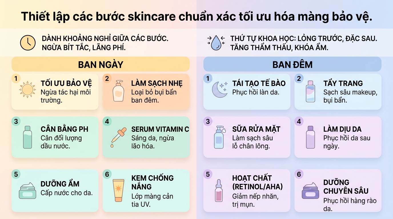 Các bước skincare khoa học: Quy trình chuẩn y khoa cho mọi loại da