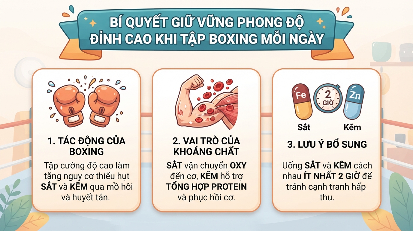 Tập boxing là gì? Cách bổ sung kẽm và sắt cho người đấm bốc hiệu quả