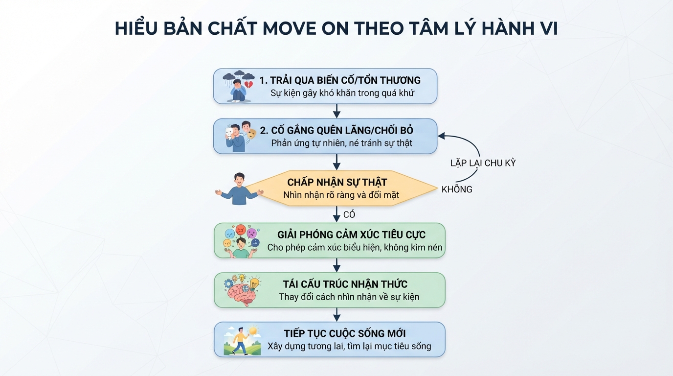 Thấu hiểu move on là gì giúp bạn chấp nhận quá khứ và giải phóng cảm xúc tiêu cực hiệu quả.