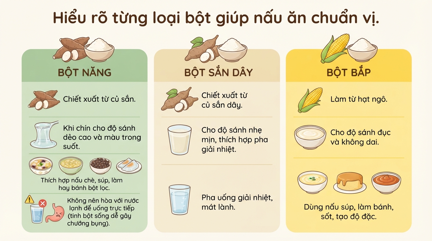 Bột năng làm từ gì? Đặc điểm và ứng dụng trong ẩm thực Việt