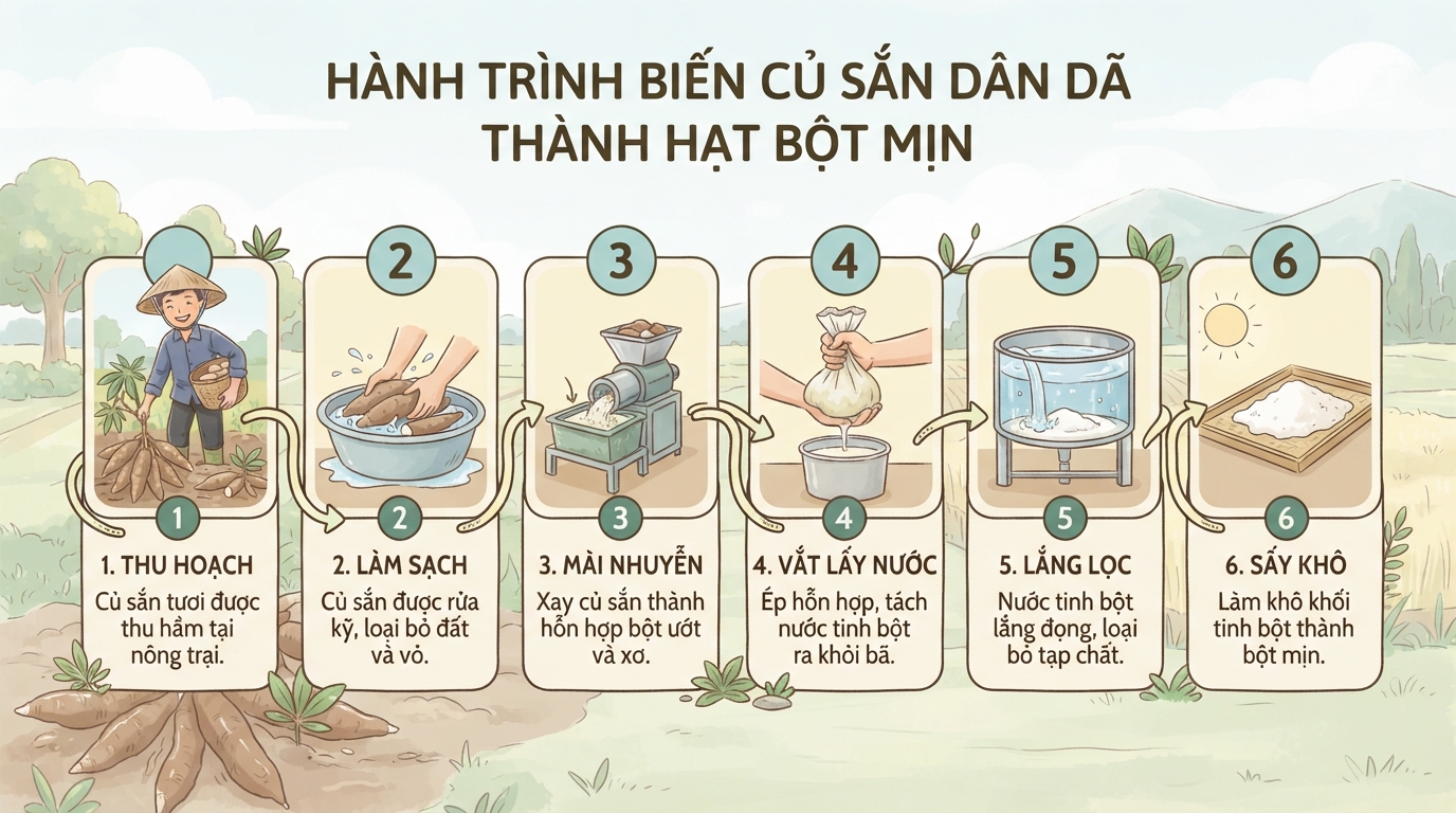 Bột năng làm từ gì? Đặc điểm và ứng dụng trong ẩm thực Việt