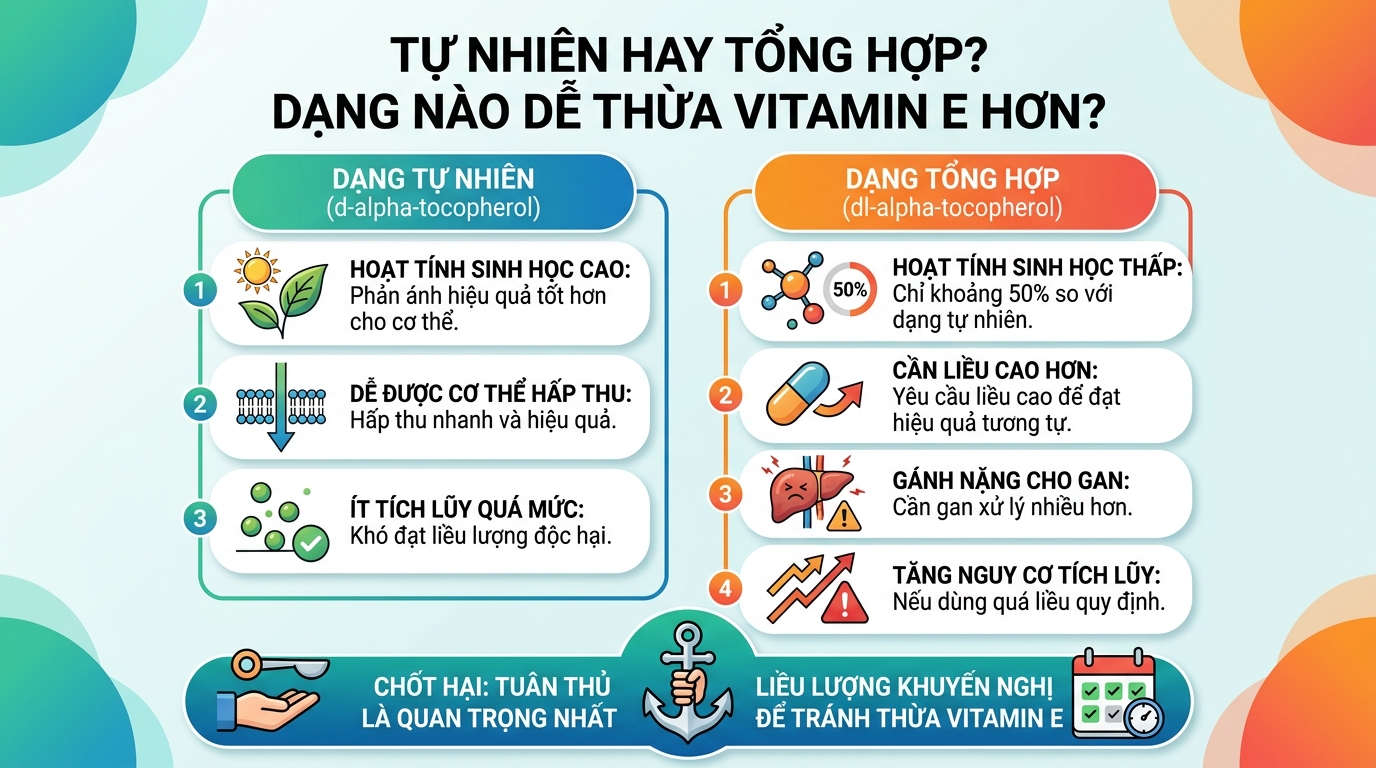 Thừa vitamin E: Dấu hiệu, tác hại và giới hạn liều dùng phù hợp