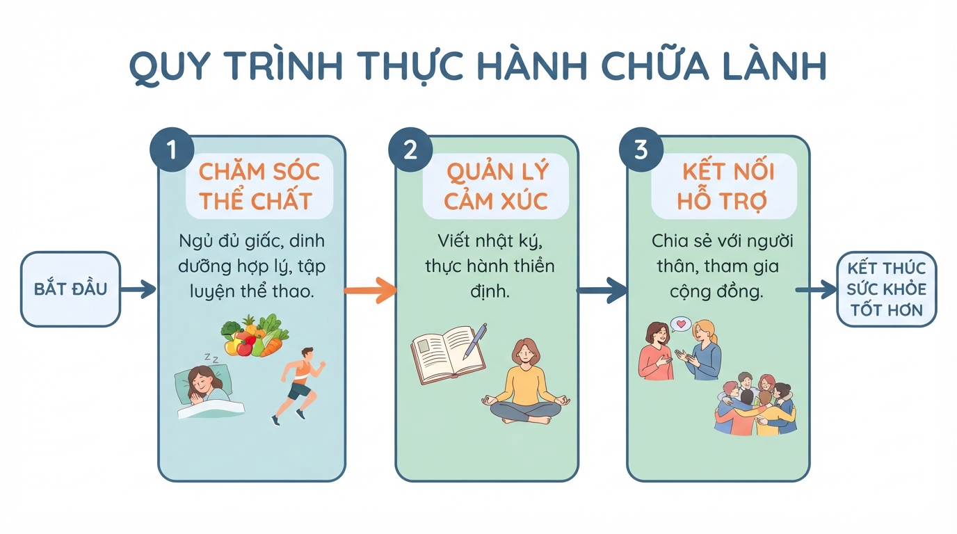Vận động thể chất thường xuyên giúp cơ thể tiết endorphin, cải thiện tâm trạng và giảm căng thẳng.