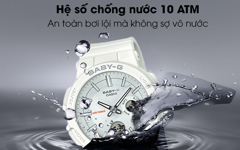 Các dòng đồng hồ Baby-G có hệ số chống nước cao từ 10-20ATM