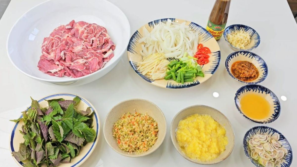 Nguyên liệu món ăn cách làm bắp bò cuốn bánh tráng