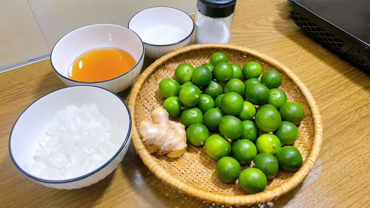 Nguyên liệu món ăn tắc chưng đường phèn mật ong gừng