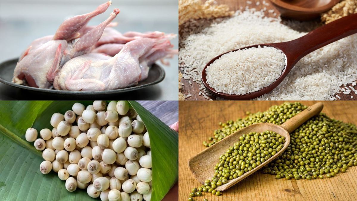 Nguyên liệu món ăn cháo chim bồ câu cho bà bầu