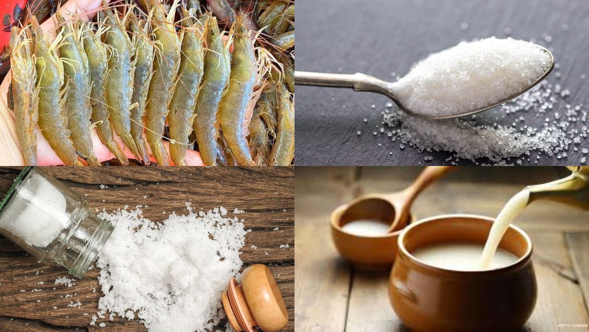 Nguyên liệu món ăn tôm khô bằng nồi chiên không dầu