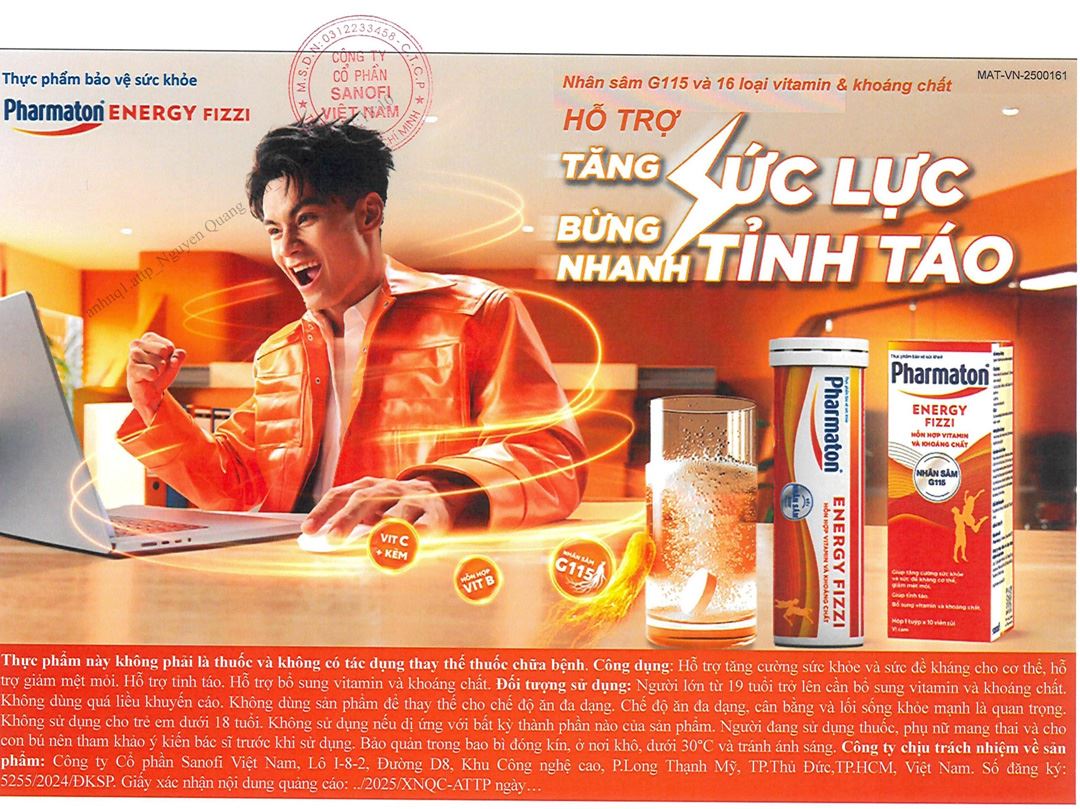 Pharmaton Energy Fizzi hộp 1 tuýp x 10 viên