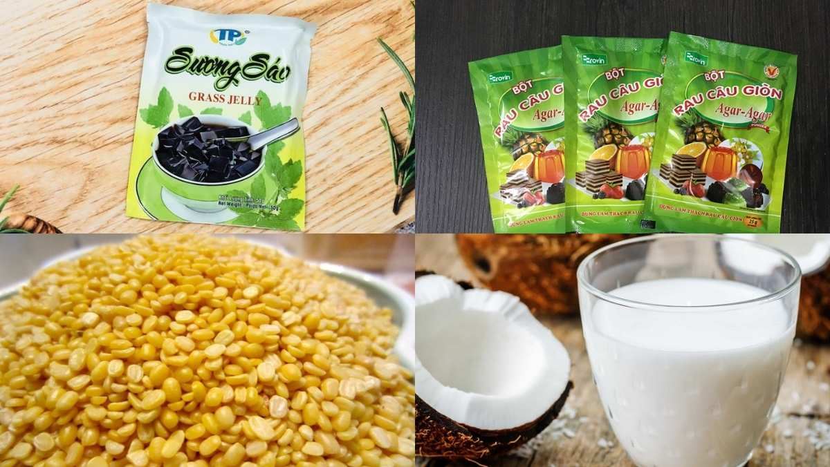 Nguyên liệu món ăn chè xoa xoa hạt lựu