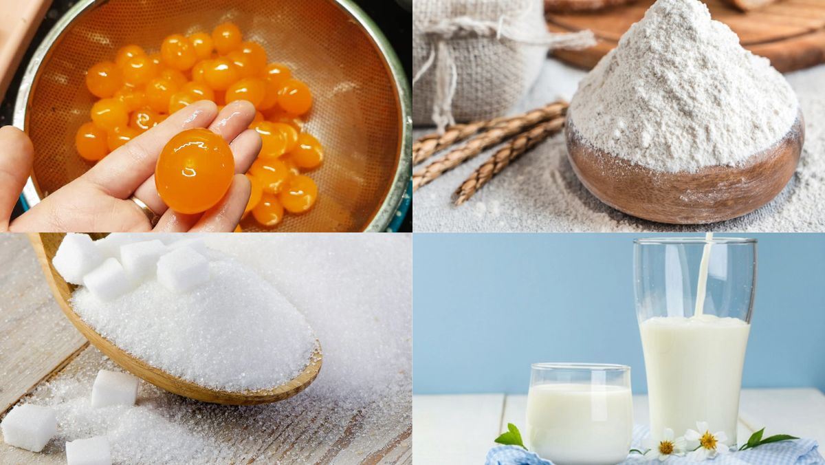Nguyên liệu món ăn lưu ngay cách làm bánh bông lan trứng muối sinh nhật bằng nồi cơm điện
