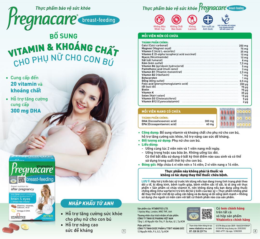 Vitabiotics Pregnacare Breast Feeding hộp 6 vỉ x 14 viên