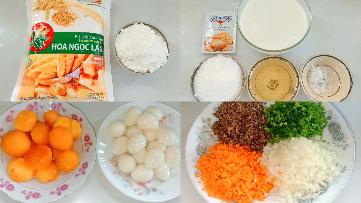Nguyên liệu món ăn bánh bao nhân trứng muối