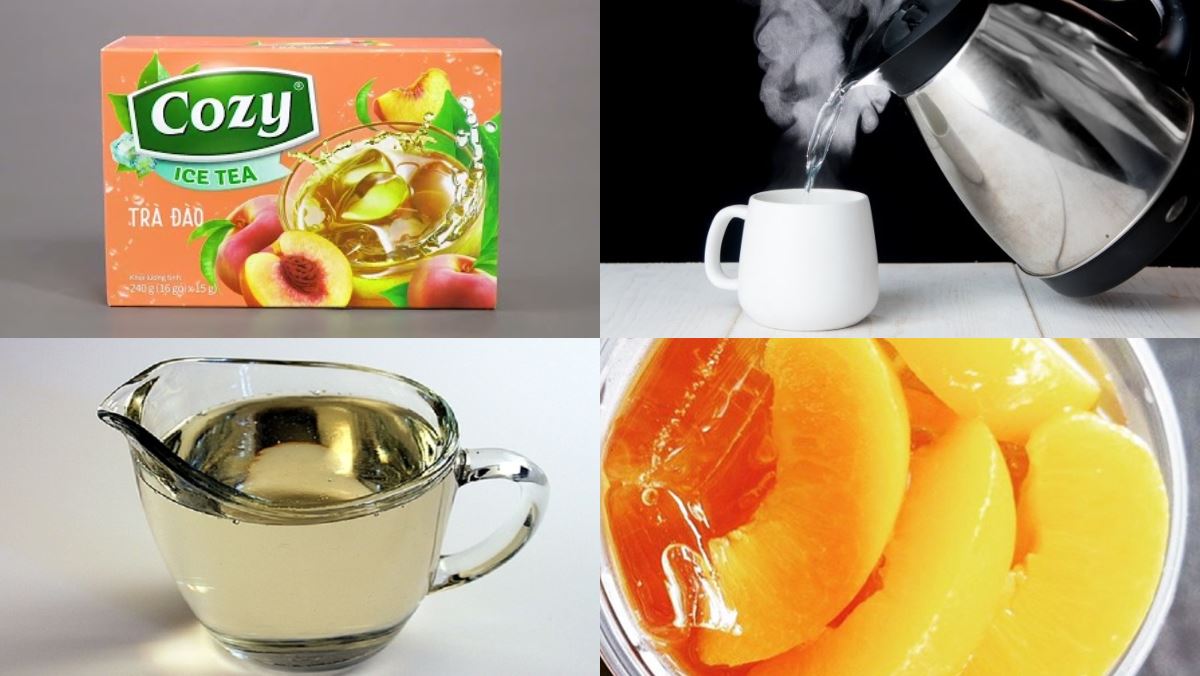 Nguyên liệu món ăn trà đào cozy túi lọc