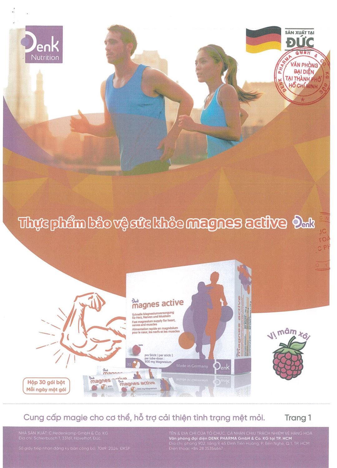 Thực phẩm bảo vệ sức khỏe Magnes Active Denk hộp 30 gói x 2.5g