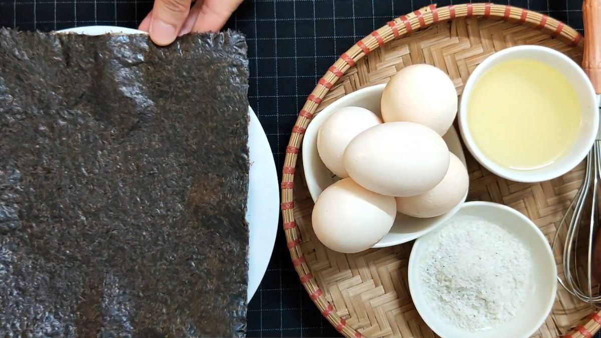 Nguyên liệu món ăn trứng cuộn rong biển