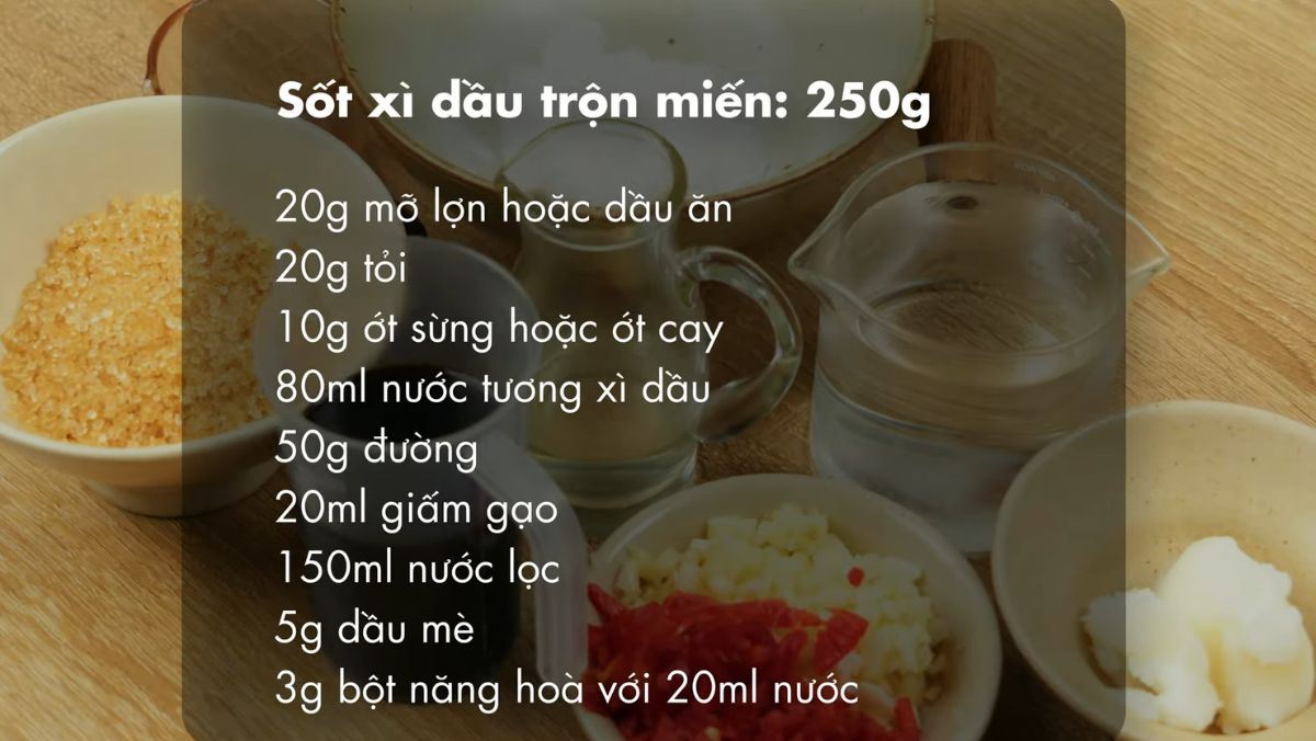 Nguyên liệu món ăn miến trộn xì dầu