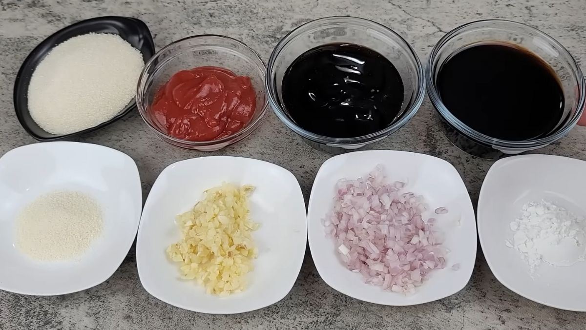 Nguyên liệu món ăn nước sốt miến trộn hàn quốc