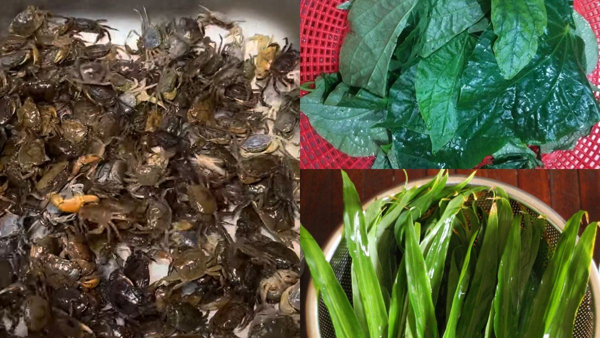 Nguyên liệu món ăn cua rang lá lốt