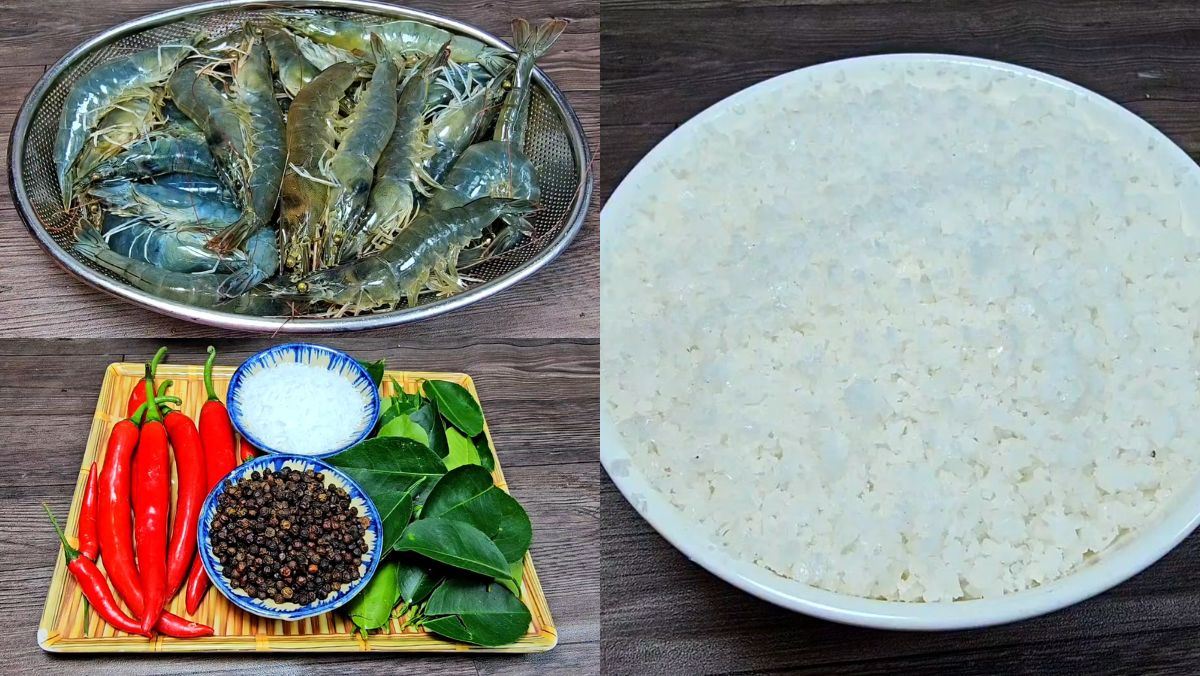 Nguyên liệu món ăn tôm rang muối hột