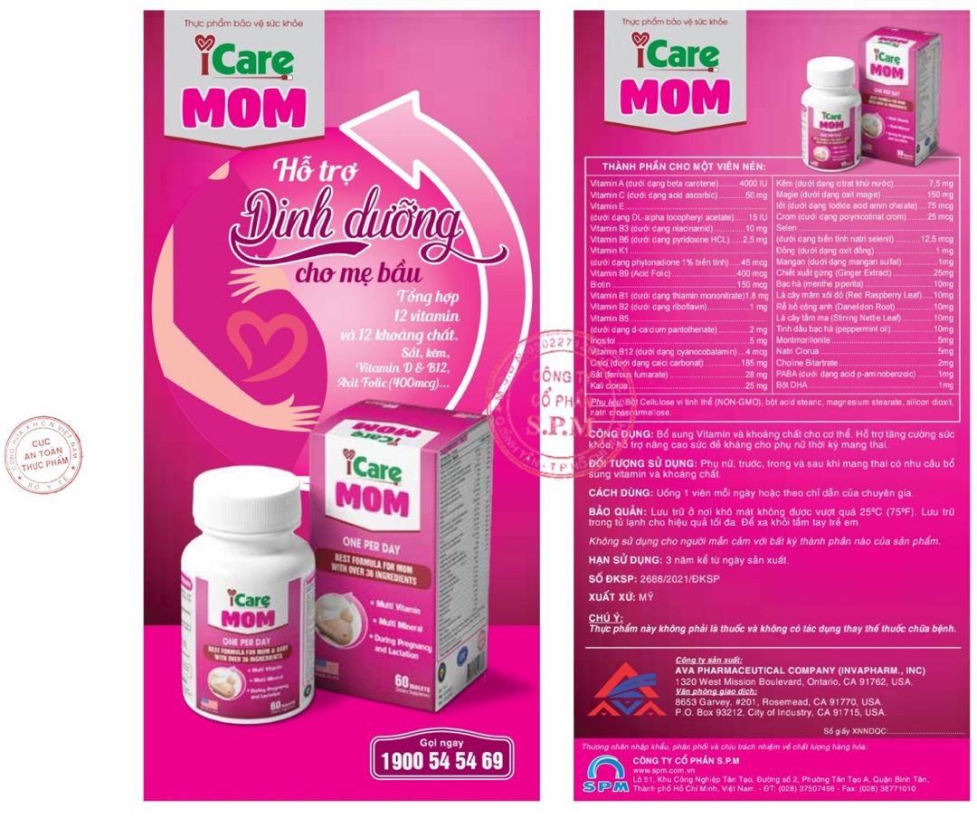 Thực phẩm bảo vệ sức khỏe Icare Mom lọ 30 viên