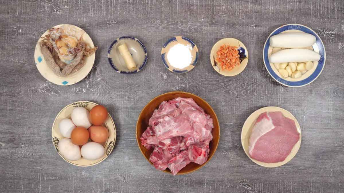 Nguyên liệu món ăn hủ tiếu trứng cuộn